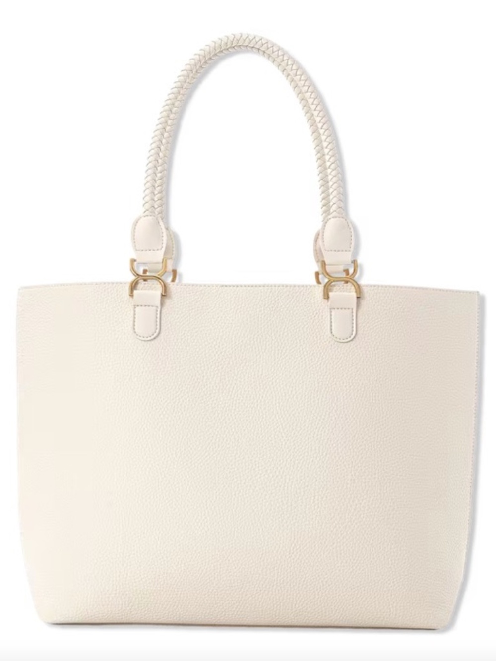 New Ulta Ivory Pebbled Faux Leather Tote  14"L x 12"H x 4"W